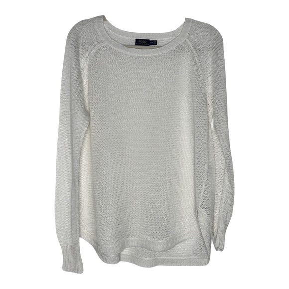 Polo by Ralph Lauren 100% Linen Open Knit Long Sleeve Crewneck Sweater Size M - Picture 1 of 7